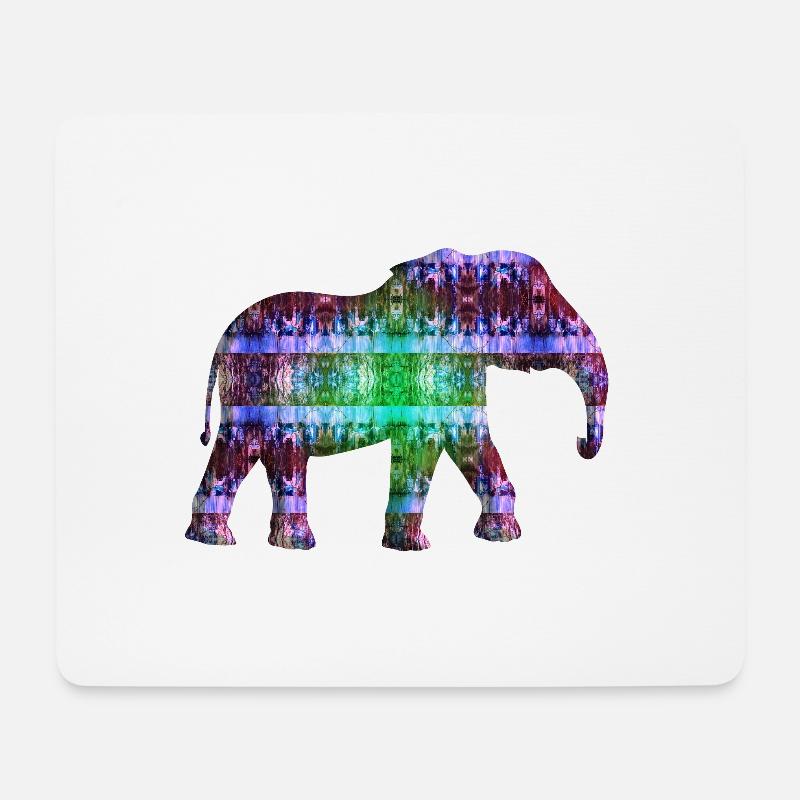 bunter Elefant - Mousepad (Querformat) - Weiß