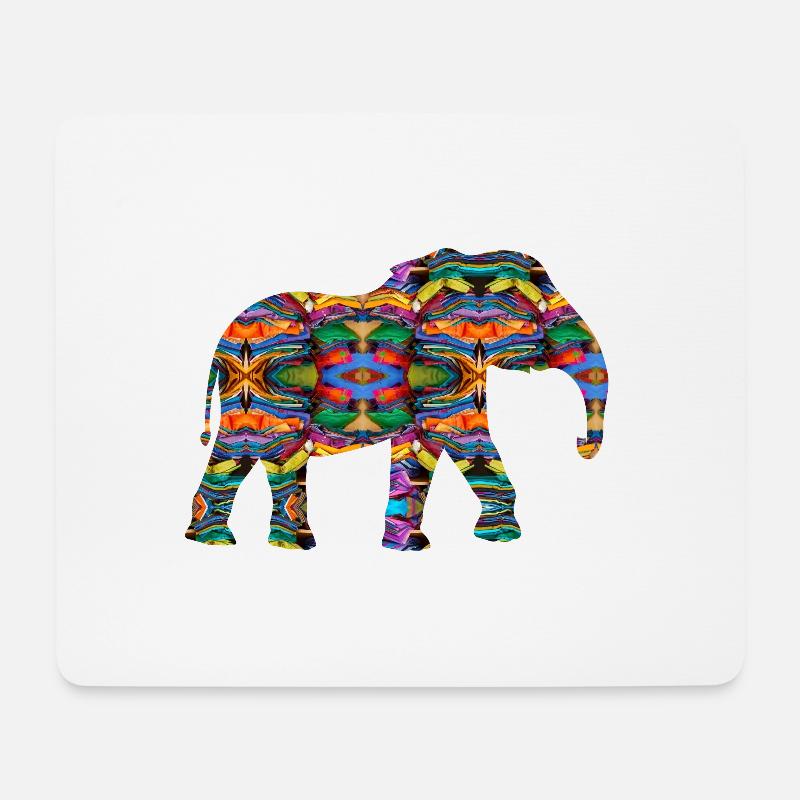 kunterbunter Elefant - Mousepad (Querformat) - Weiß