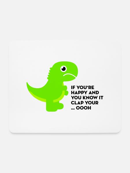 T-Rex clap your hands - Mousepad (Querformat) - Weiß