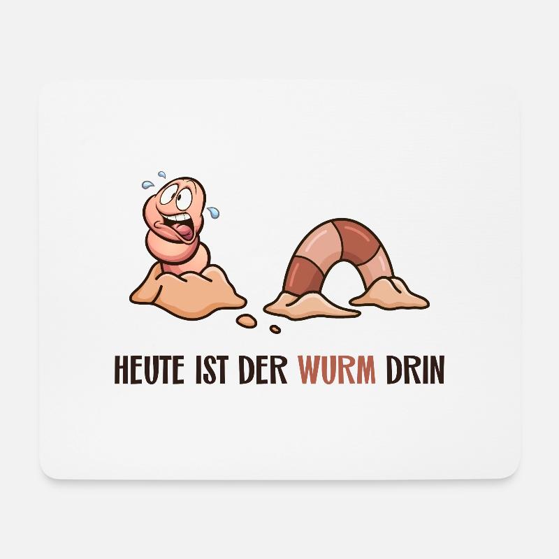 Heute ist der Wurm drin - Mousepad (Querformat) - Weiß