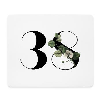 Numéro 38 floral vert - 38e anniversaire floral - Tapis de souris (format paysage) - blanc - Devant