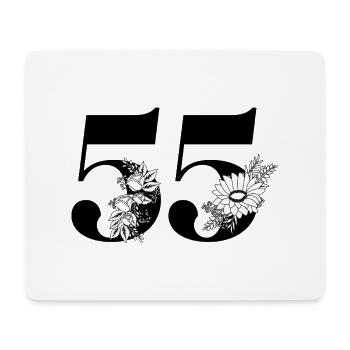 Number 55 Black Floral - 55th Floral Anniversary - Mouse Pad (horizontal) - white - Front