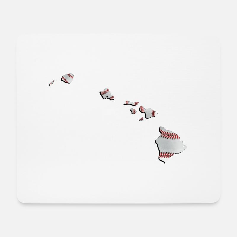 Echter Baseball in der Hawaii State Landkarte - Mousepad (Querformat) - Weiß