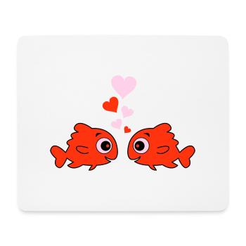 comic fische in love 2 - Mousepad (Querformat) - Weiß - Vorne
