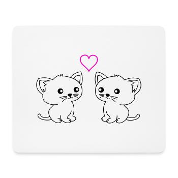 süße katzen love - Mousepad (Querformat) - Weiß - Vorne
