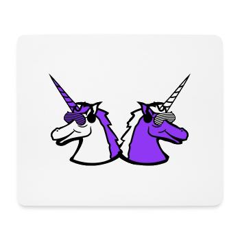 2 Coole DJ Einhörner Zwei Team Party Club Musik - Mousepad (Querformat) - Weiß - Vorne
