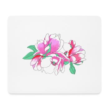 Rosa Blumenstrauß - Mousepad (Querformat) - Weiß - Vorne