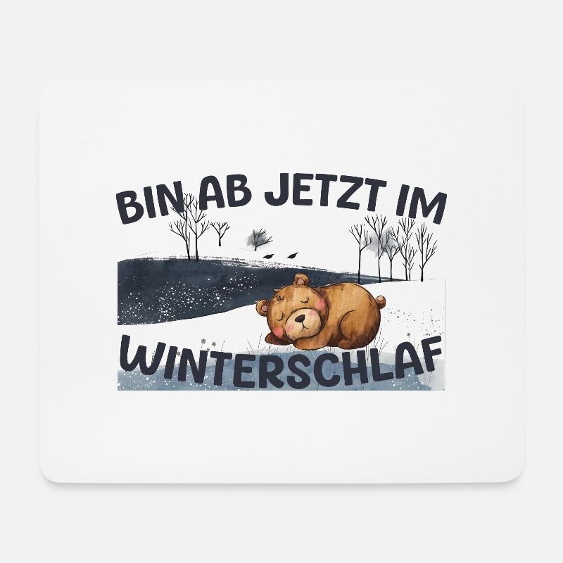 Bär im Winterschlaf Winter Schnee Geschenk Warm - Mousepad (Querformat) - Weiß