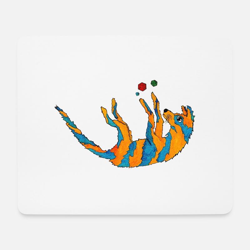 Pen and paper magischer Wolf spielt mit W20 Würfel - Mousepad (Querformat) - Weiß