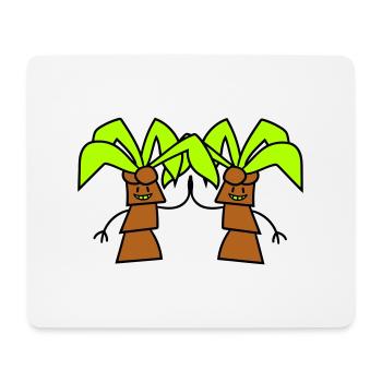 2 Lustige Süße Palmen Begrüßung Comic Gesicht Team - Mousepad (Querformat) - Weiß - Vorne