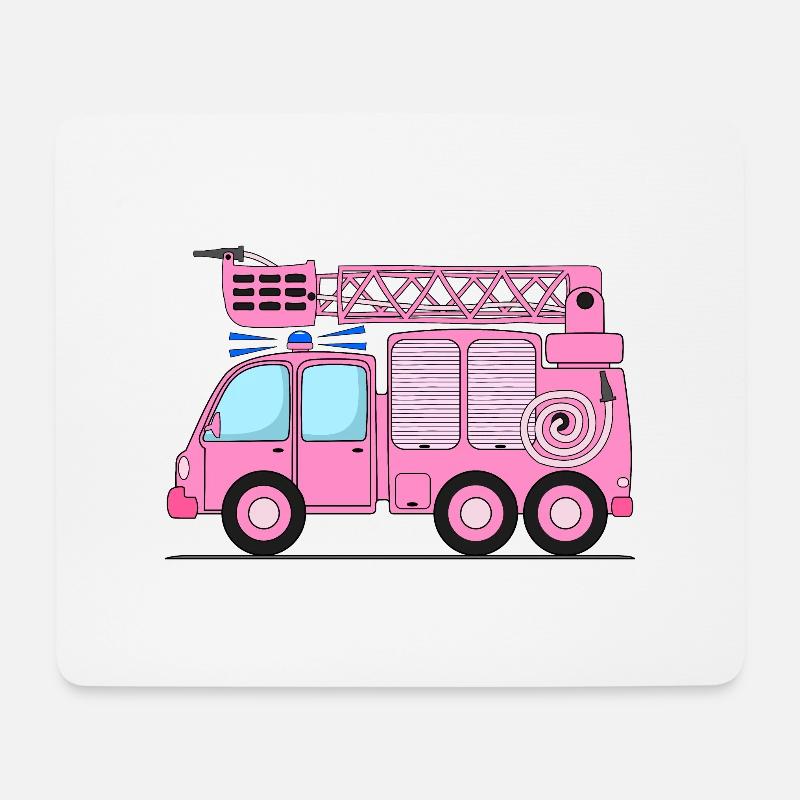 Feuerwehrauto Kinder in Rosa - Mousepad (Querformat) - Weiß