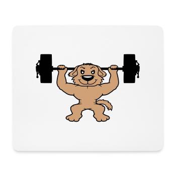 Chien Bodybuilder Muscles forts Gym Haltérophilie - Tapis de souris (format paysage) - blanc - Devant