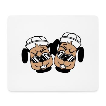 2 DJ chiens lunettes de soleil adolescent casquette casquette équipe - Tapis de souris (format paysage) - blanc - Devant