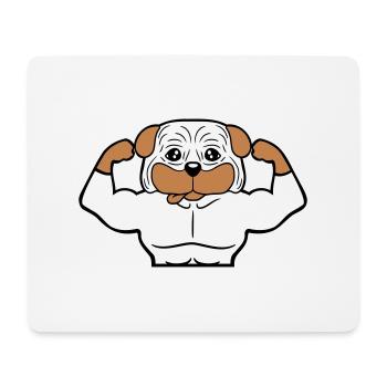 Chien Bodybuilder Muscles forts Gym Haltérophilie - Tapis de souris (format paysage) - blanc - Devant