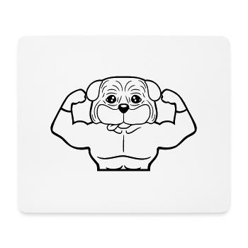 Chien Bodybuilder Muscles forts Gym Haltérophilie - Tapis de souris (format paysage) - blanc - Devant