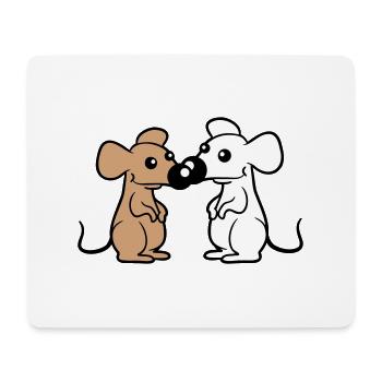 2 Mäuse Paar Verliebt Valentinstag Nasen berühren - Mousepad (Querformat) - Weiß - Vorne