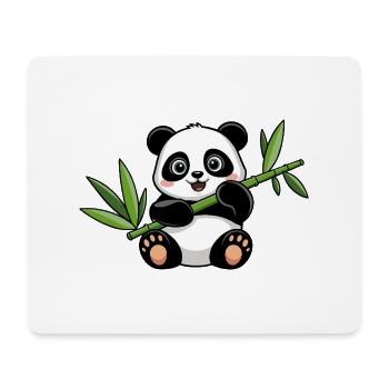 Panda heureux avec bambou - Tapis de souris (format paysage) - blanc - Devant