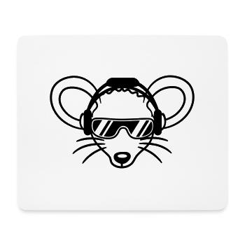 Maus Sonnenbrille Cool Kopfhörer Party Musik hören - Mousepad (Querformat) - Weiß - Vorne