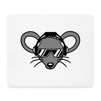 Maus Sonnenbrille Cool Kopfhörer Party Musik hören - Mousepad (Querformat) - Weiß - Vorne