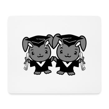 2 Bunnies College School Graduation Two Friends Team - Mouse Pad (horizontal) - white - Front