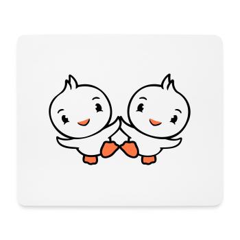 2 Canards Amis Heureux Mignon Mignon Amical - Tapis de souris (format paysage) - blanc - Devant