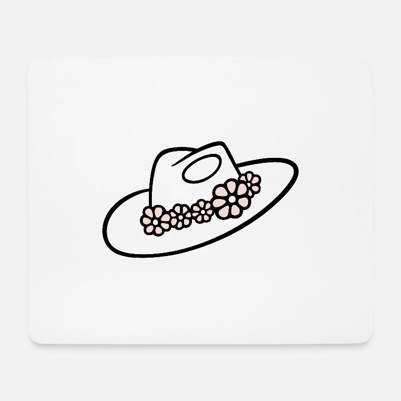 floral hat drawing black outli - Mousepad (Querformat) - Weiß