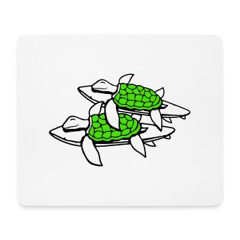 2 Water Turtles Surfer Surfing Surfboard Cute - Mouse Pad (horizontal) - white - Front