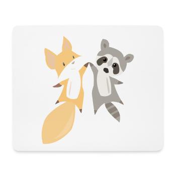 Raccoon fox cute animals forest animals for kids - Mouse Pad (horizontal) - white - Front