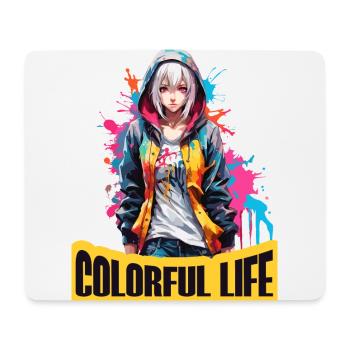 Anime Mädchen mit Farbflecken - Mousepad (Querformat) - Weiß - Vorne