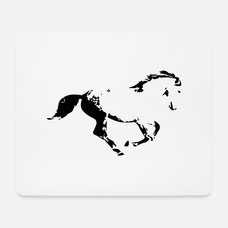 cheval - Tapis de souris (format paysage) - blanc