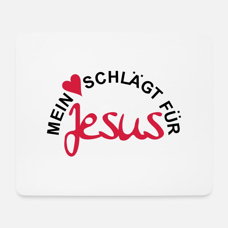 MEIN HERZ SCHLÄGT FÜR JESUS - Mousepad (Querformat) - Weiß