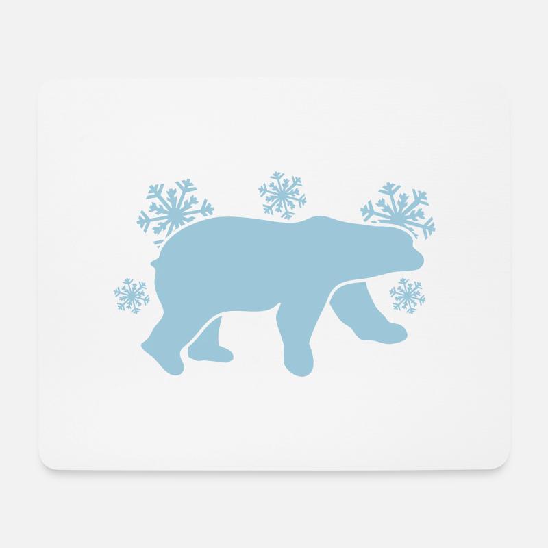 Eisbär mit Winter Schneeflocken - Mousepad (Querformat) - Weiß