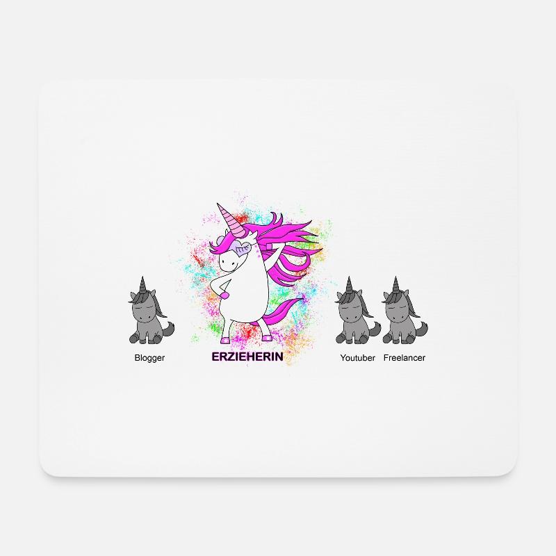 Erzieherin Beruf Einhorn - Mousepad (Querformat) - Weiß