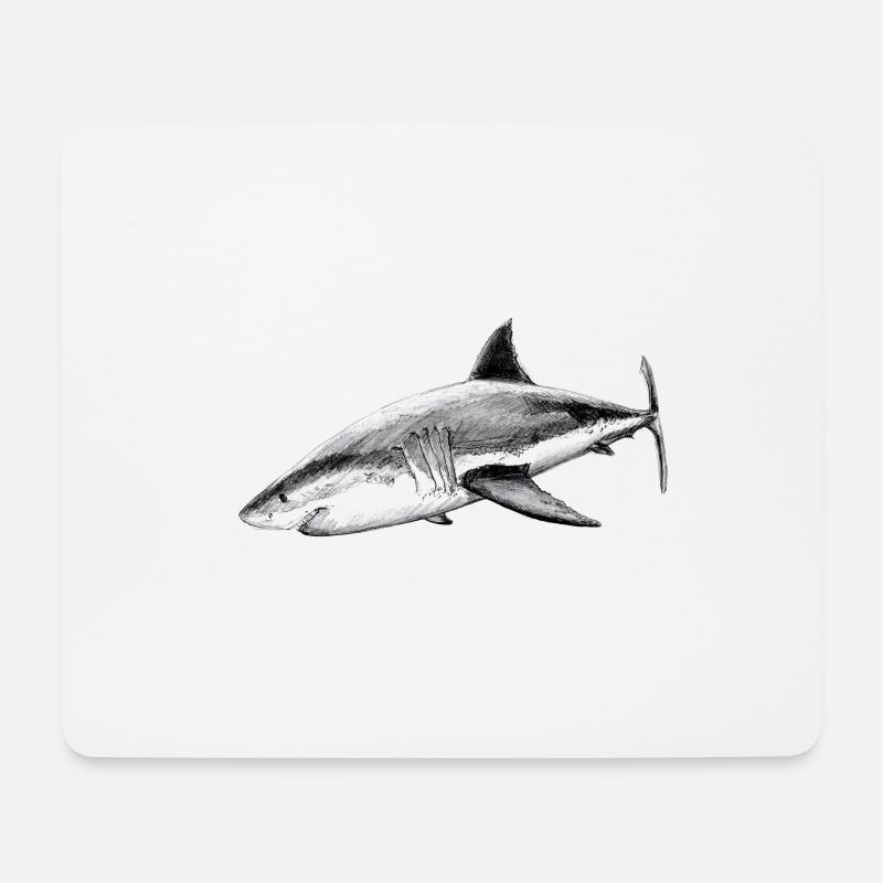 Weißer Hai - Weißer Hai - Mousepad (Querformat) - Weiß