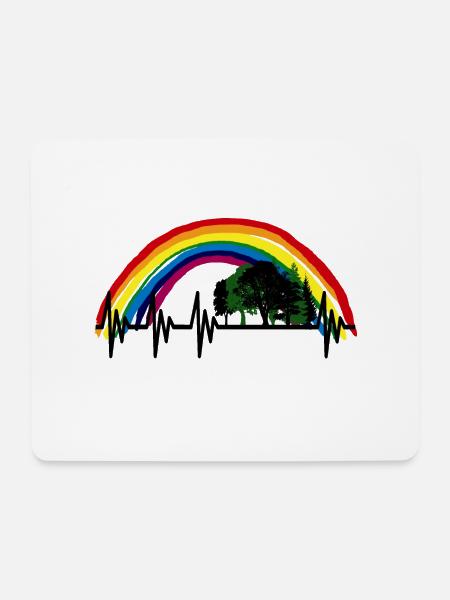 WALD HERZSCHLAG HAMBI REGENBOGEN - Mousepad (Querformat) - Weiß