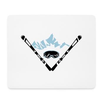 Ski, montagne et lunettes - Tapis de souris (format paysage) - blanc - Devant
