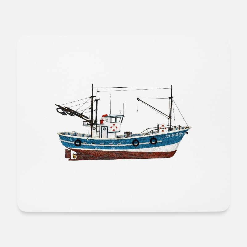 Seitenansicht eines Fischkutters - Mousepad (Querformat) - Weiß