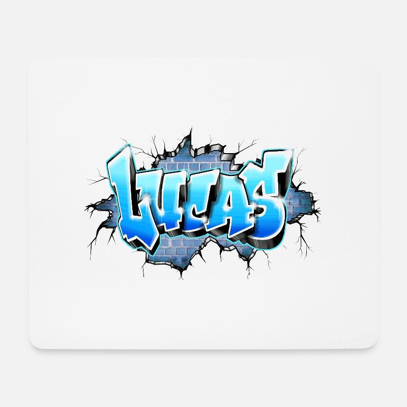 Lucas Graffiti Name - Mousepad (Querformat) - Weiß