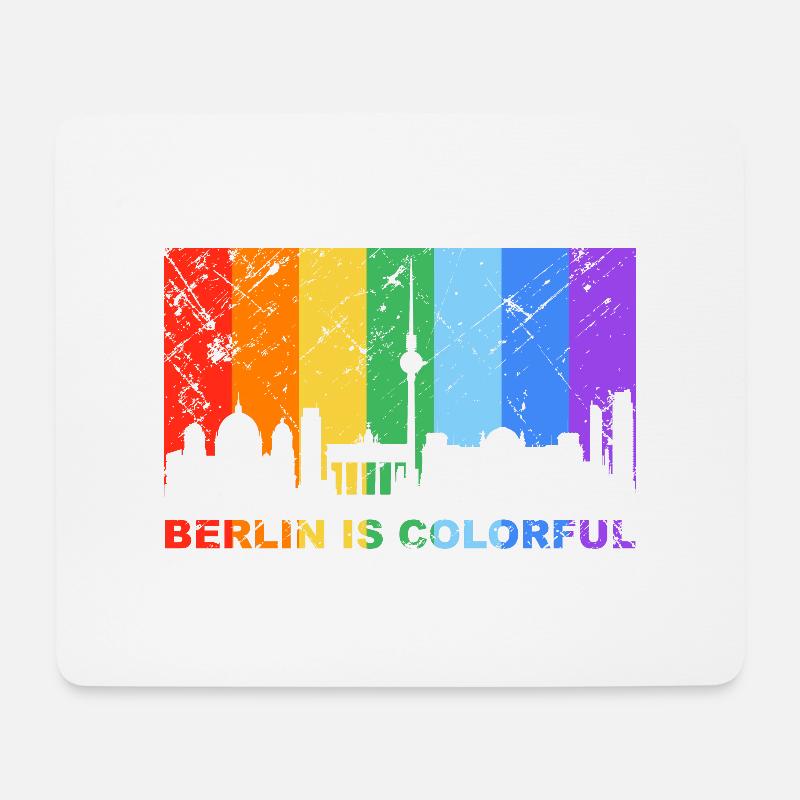 Berlin is colorful Regenbogen LGBT CSD Gay Pride - Mousepad (Querformat) - Weiß