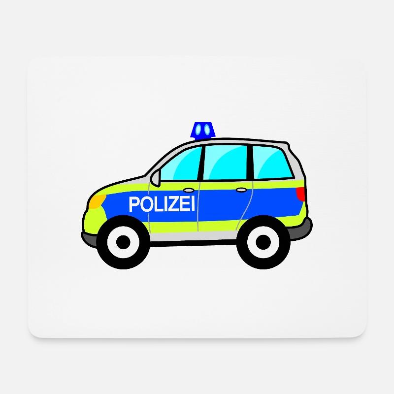Polizeiauto, Polizei, deutsche Polizei, Blaulicht - Mousepad (Querformat) - Weiß