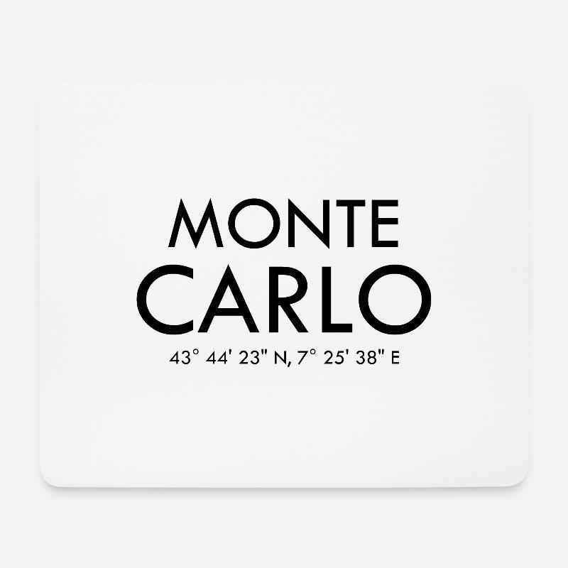 Monte Carlo Monaco Coordinates Latitude Longitude - Mousepad (Querformat) - Weiß