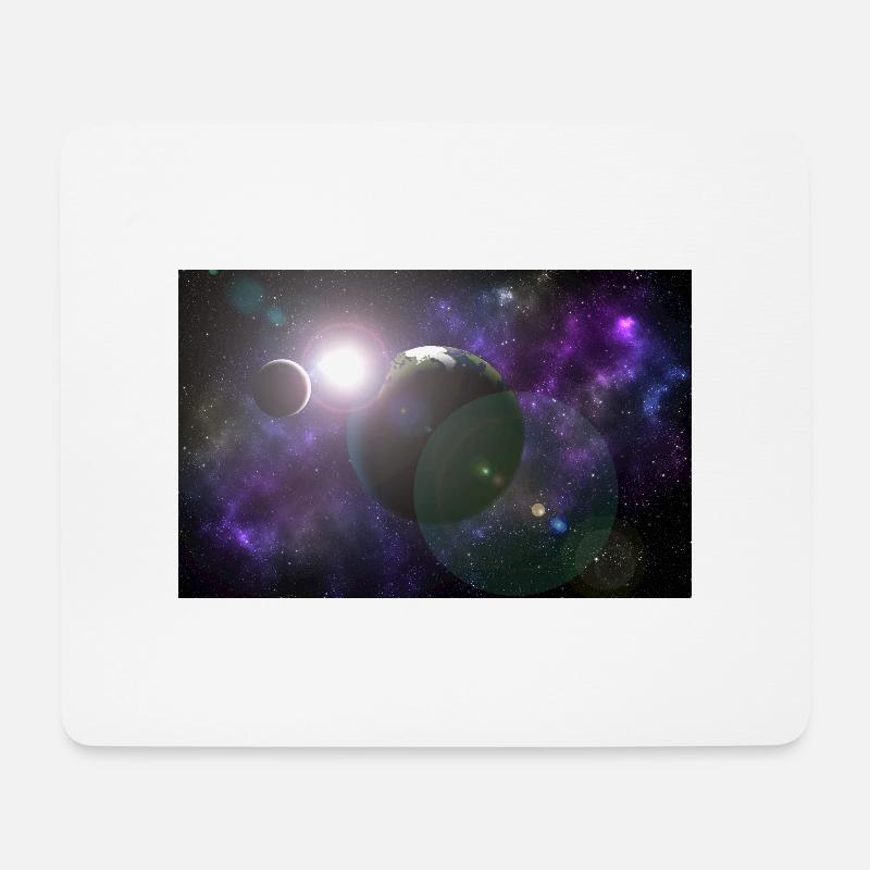 Moon and earth with sun - Mouse Pad (horizontal) - white