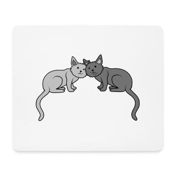 2 aiment les chats mignons - Tapis de souris (format paysage) - blanc - Devant