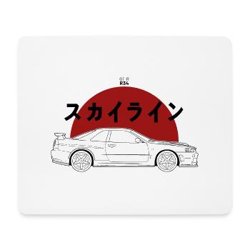 GT R R34 Illustration - Mouse Pad (horizontal) - white - Front