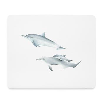drôle de famille de dauphins - Tapis de souris (format paysage) - blanc - Devant