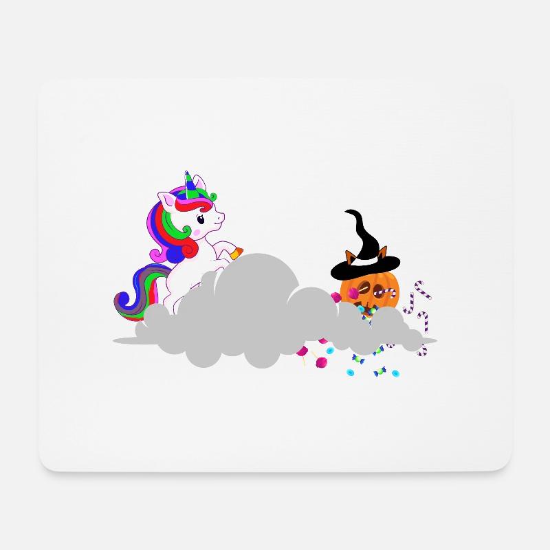 Einhorn auf Süssigkeitenjagd - Mousepad (Querformat) - Weiß