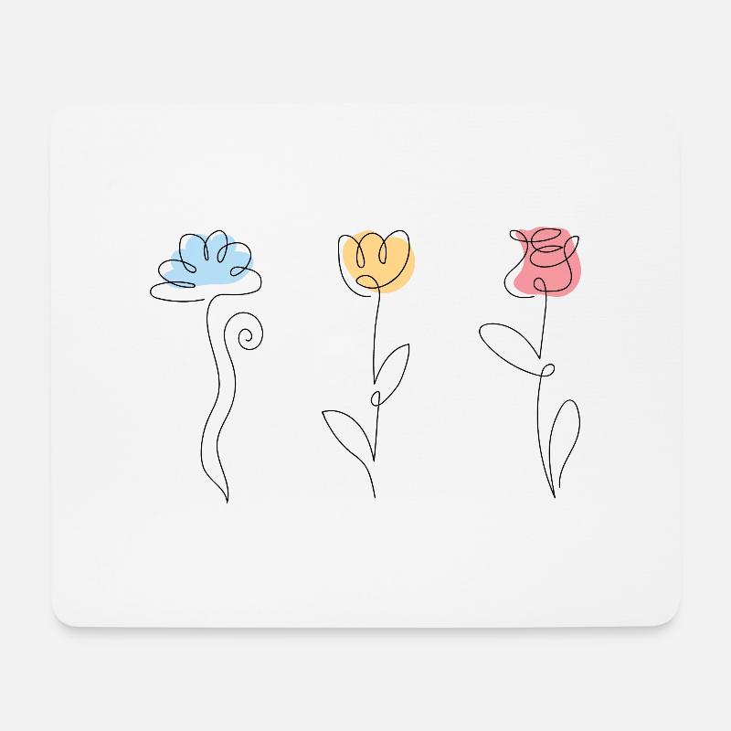 Drei Blumen in verschiedenen Farben - Mousepad (Querformat) - Weiß