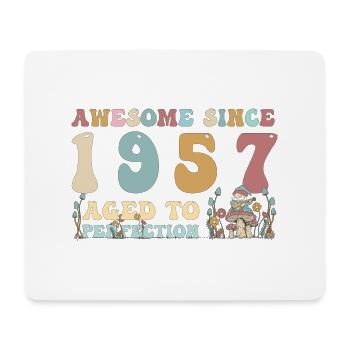 Awesome since 1957 - 66th Birthday - 2023 Groovy - Mouse Pad (horizontal) - white - Front