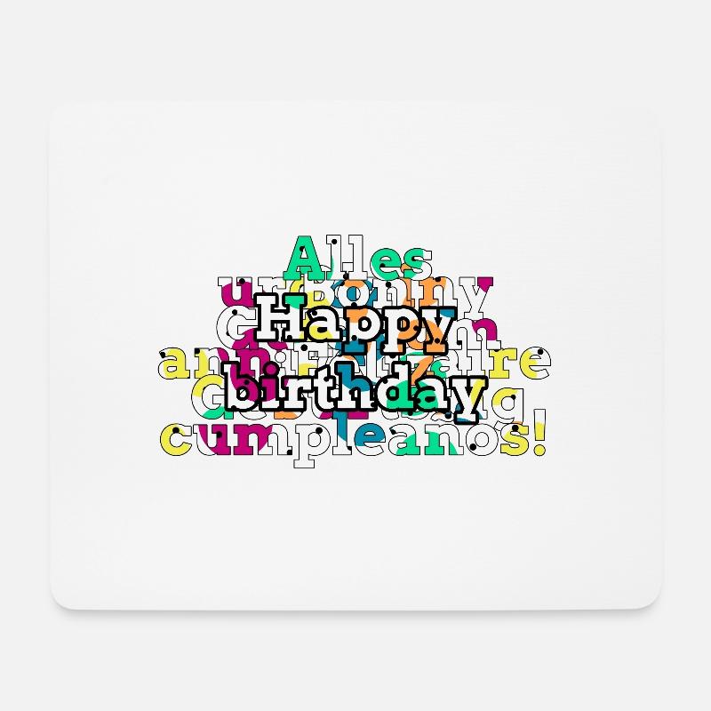 Happy birthday with lyrics in different languages - Mouse Pad (horizontal) - white