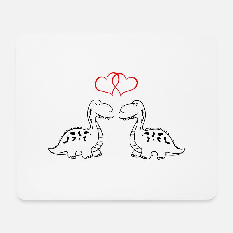 dinos verliebt - Mousepad (Querformat) - Weiß